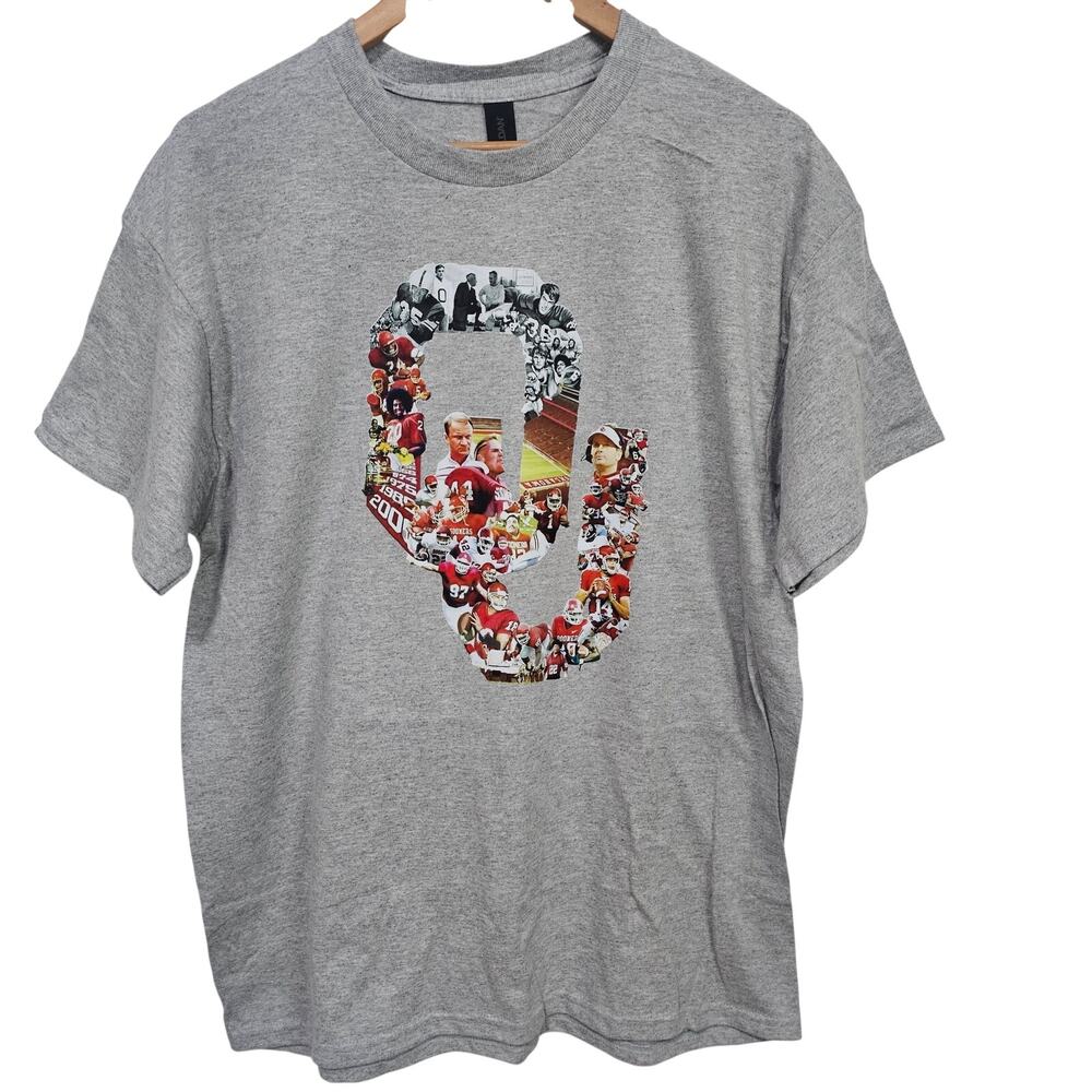 Oklahoma University History OU T-Shirt Mens Lg Gray Boomer Sooner Nation Retro